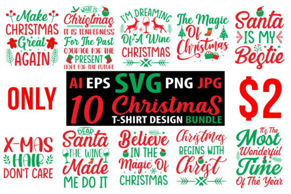 Christmas T-Shirt Design SVG Bundle 3