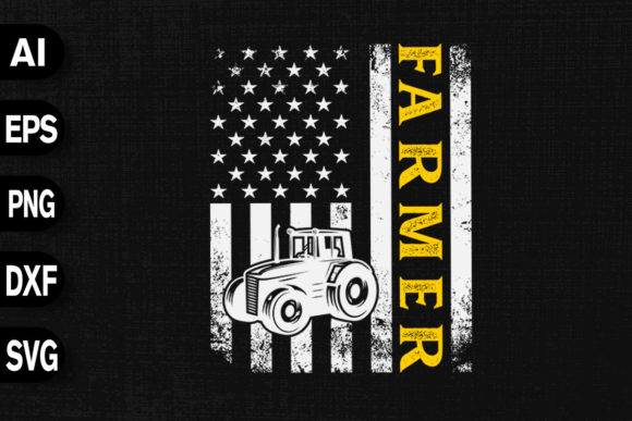 Farmer Tractor American USA Flag