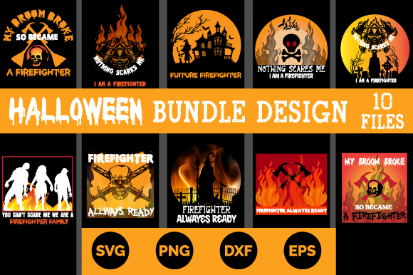 Halloween Firefighter T-shirt Design 10