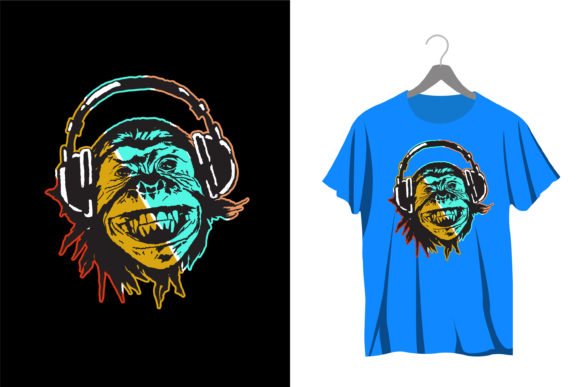 Illustration Monkey Listening to Music