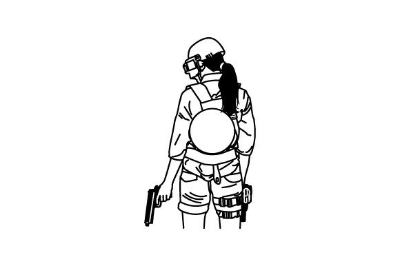 Silhouette Female War Game Character
